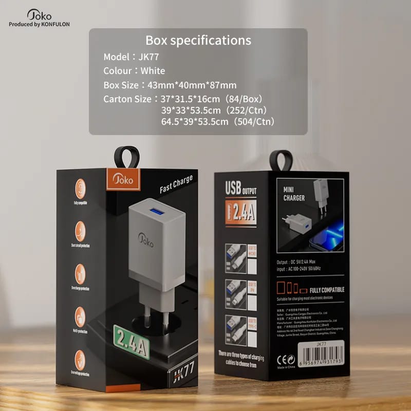 آداپتور شارژر 12 وات Joko ( اتصال با کابل micro)