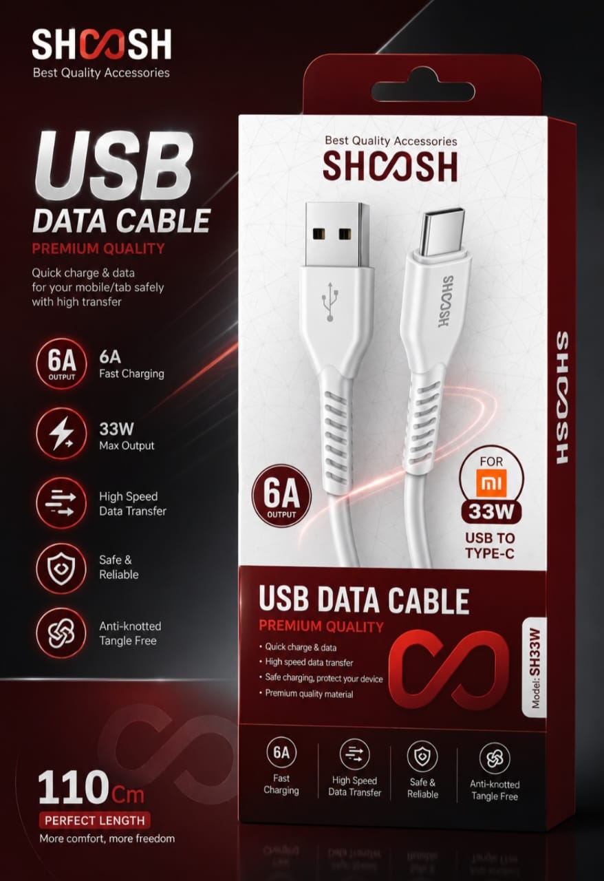 کابل تایپ سی SHOOSH SH33W فست شارژ/ اعشار زن