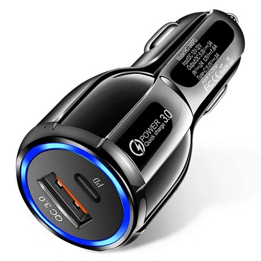 شارژر فندکی ۱۸ وات فست شارژ PD و USB