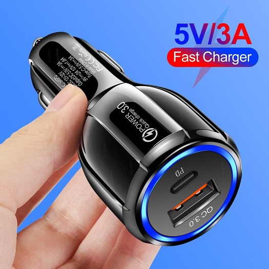 شارژر فندکی ۱۸ وات فست شارژ PD و USB
