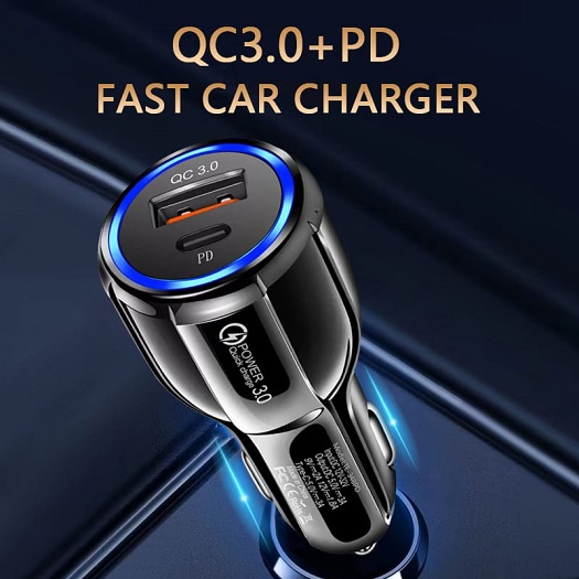 شارژر فندکی ۱۸ وات فست شارژ PD و USB